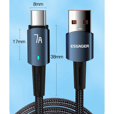Дата кабель USB 2.0 AM to USB-C 2.0m 100W blue Essager (EXC7A-CGA03-P) Винница - изображение 3