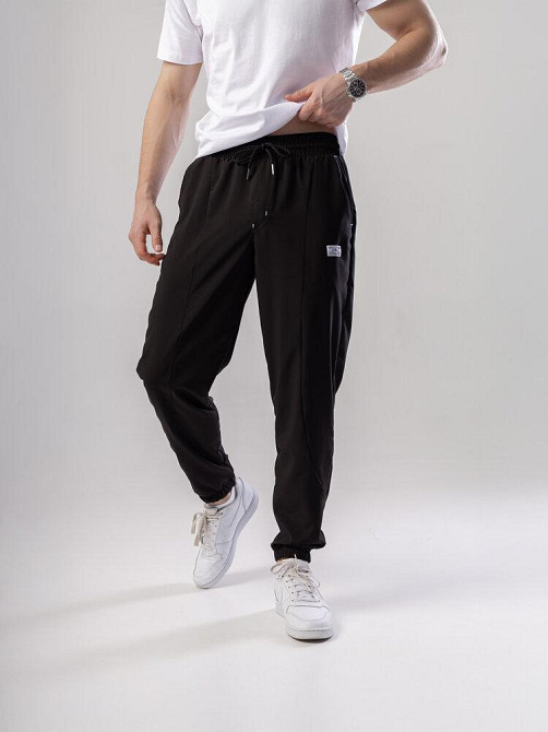 Черные джоггеры для мужчин. Мужские демисезонные легкие штаны джоггеры Pobedov Savaya Киев - изображение 8