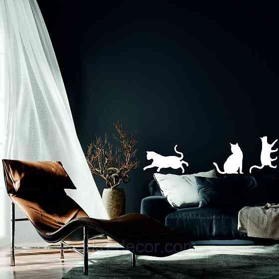 Декоративне настінне Панно «Коти», Декор на стіну 50*40 см. (3шт.), Білий Київ