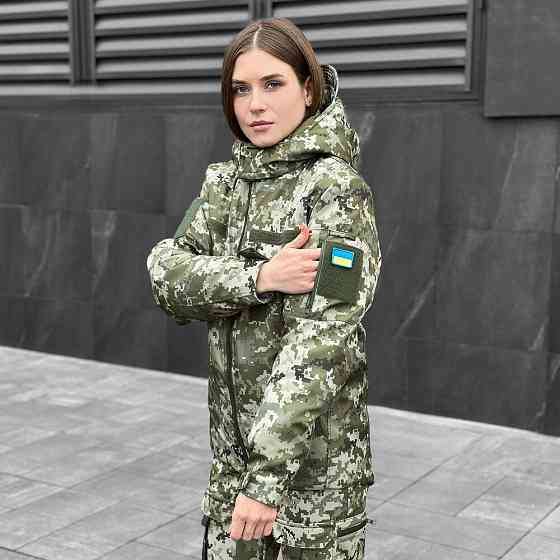 Военная женская зимняя куртка пиксель Pobedov Motive Киев