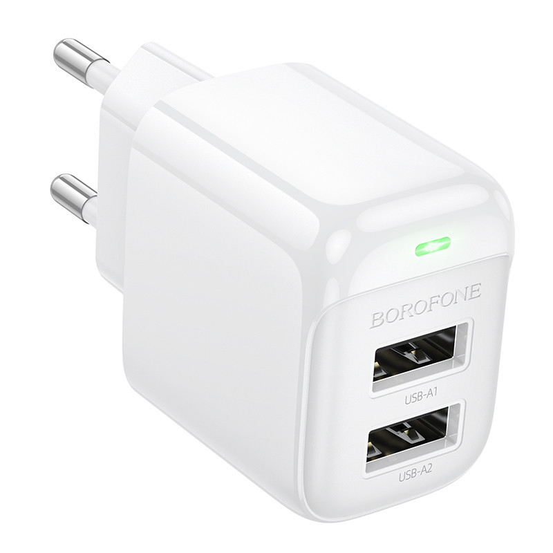 Мережевий зарядний пристрій BOROFONE BAS41A Potential dual-port charger White Одеса - фото 3