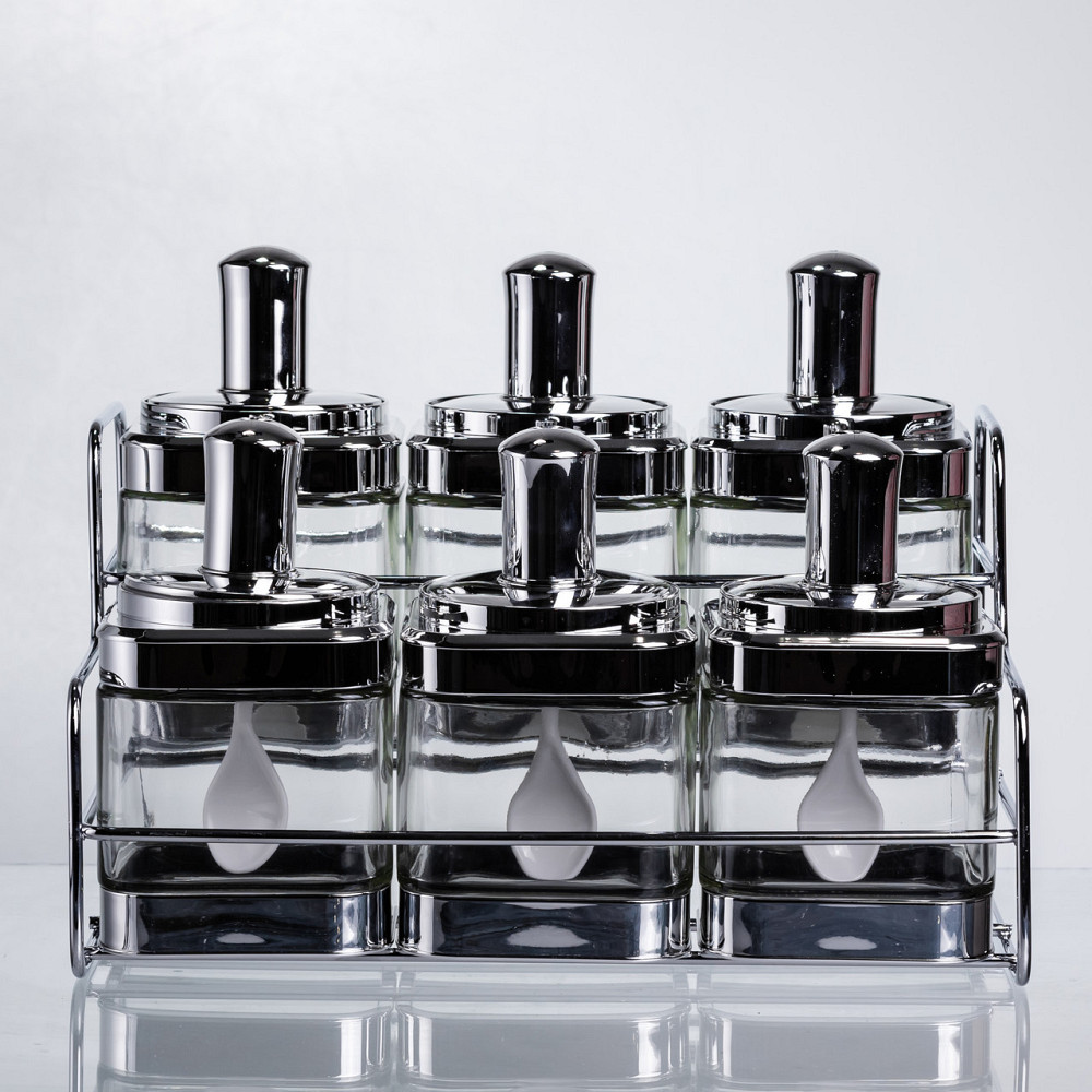 Набір банок для сипучих продуктів з ложкою 6 шт, хром HP-1341 Київ - фото 2