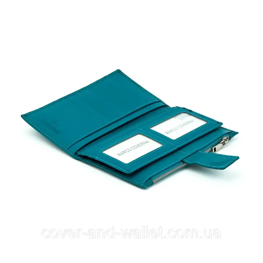 Бірюзовий жіночий гаманець купюрник із натуральної шкіри на магніті і блискавці Marco Coverna 0134 Київ - фото 9