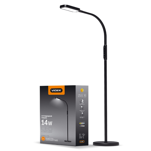 Торшер підлоговий LED 14W 3000-5500K 220V чорний VL-TF07B Videx Житомир