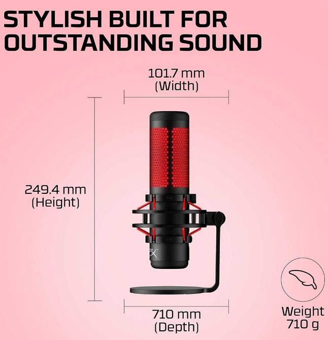 Микрофон для ПК, для стримов, подкастов HyperX Quadcast (HX-MICQC-BK) Харьков - изображение 3