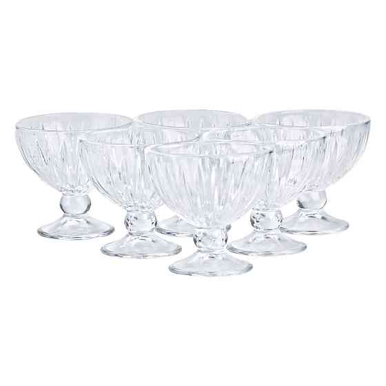 TS Kitchen Креманка на ніжці скляна прозора 250 (мл) набір креманок 6 штук для салатів, десерті Київ