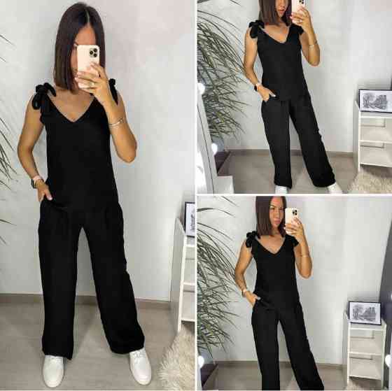 Літній жіночий костюм із широкими штанами "Ясмин" оптом | Норма та батал | Розпродаж моделі Чорний, 52 Київ