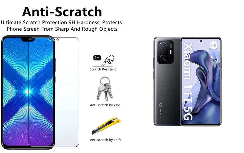 Захисне скло NeoGlass для Xiaomi 11T, Xiaomi 11T Pro – надпрозоре та стійке Київ - фото 1