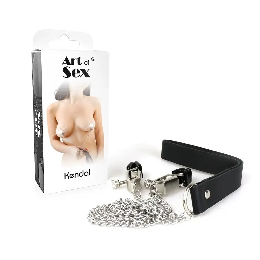 Затискач з повідцем на металевому ланцюжку для сосків Art of Sex – Kendal Львів - фото 4