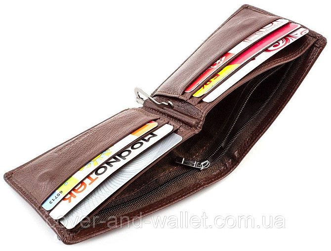 Маленький мужской кошелек c зажимом на магнитах из гладкой кожи ST Leather Киев - изображение 7