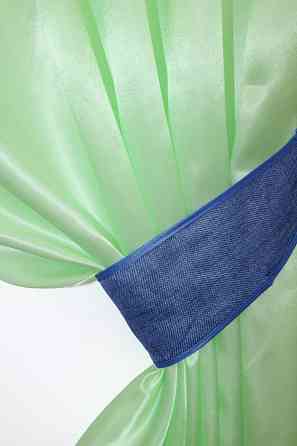 Кухонні штори VR-Textil № 073к з ламбрекеном і підхватами салатовий з синім 270х170 см (52-0275) Київ