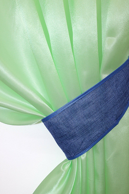 Кухонні штори VR-Textil № 073к з ламбрекеном і підхватами салатовий з синім 270х170 см (52-0275) Київ - фото 3