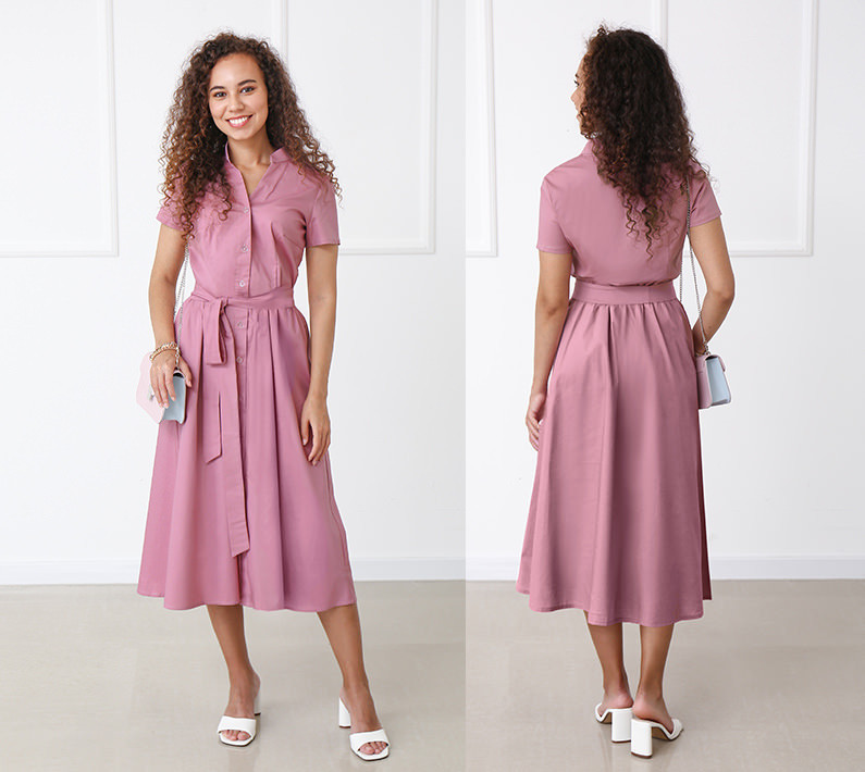 Довга котонова сукня на гудзиках "Lesley" оптом | Норма Фрезовий, 42-44 Київ - фото 1