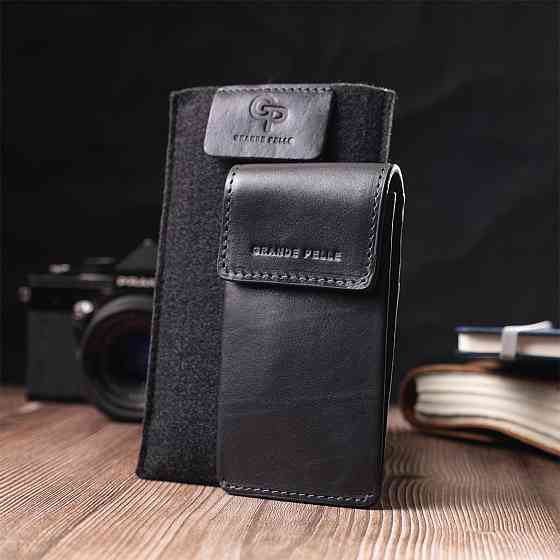 Ключниця футляр із натуральної шкіри Чорний (GRANDE PELLE) Київ