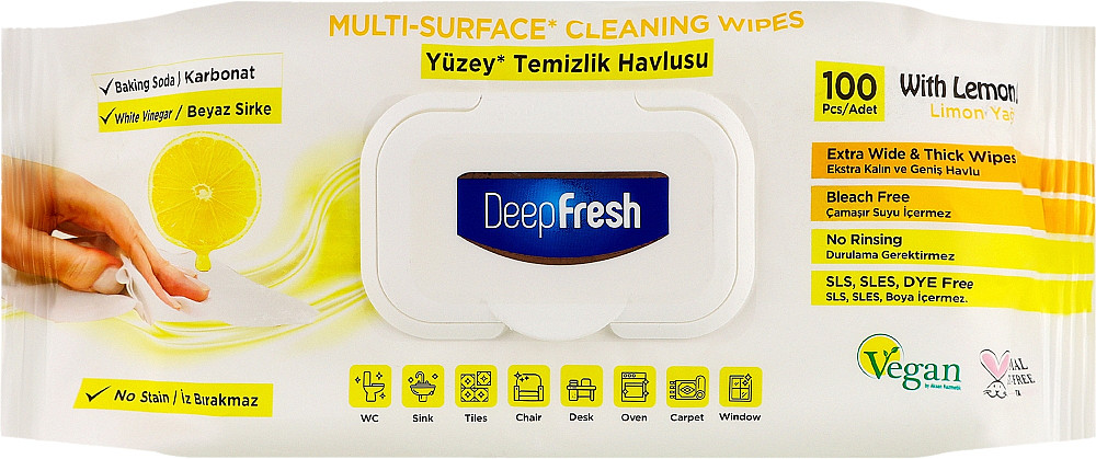 Deep Fresh серветки вологі для очищення поверхонь 100шт lemon Гостомель - изображение 1