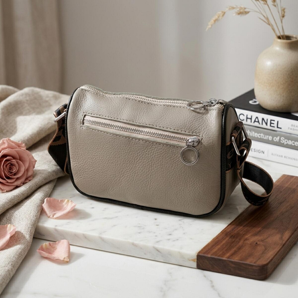 Красивая женская сумка с вышивкой на лицевой стороне из натуральной кожи Vintage 22626 Серая Киев - изображение 14