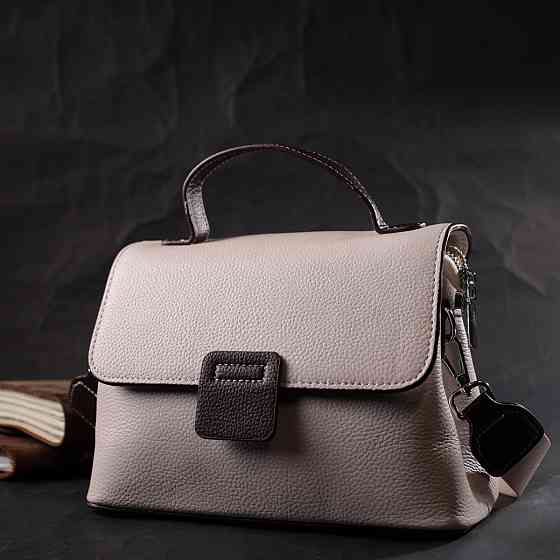 Елегантна сумка сетчел для жінок з натуральної шкіри Vintage 22290 Біла Київ