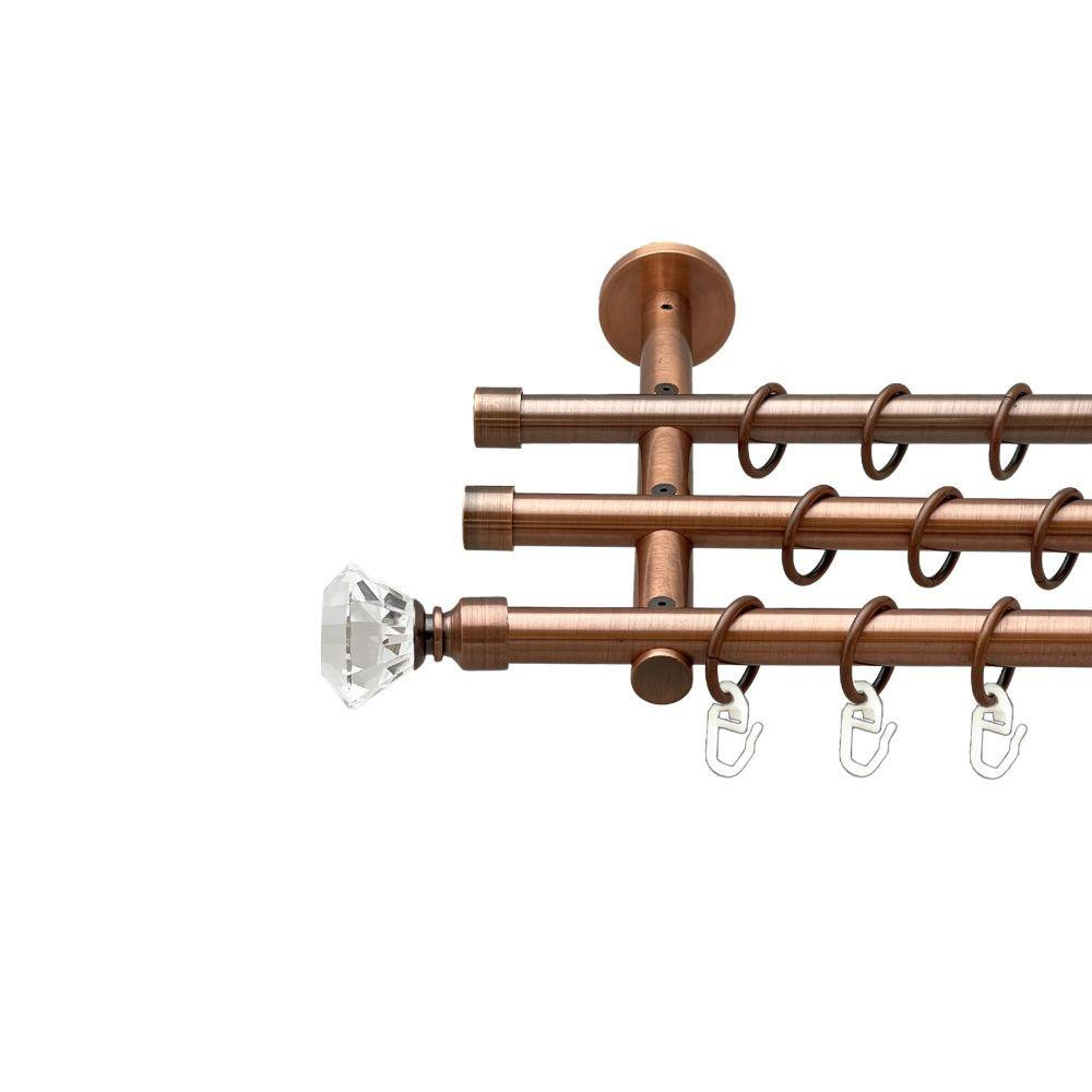 Карниз Orvit Спектралія металевий трирядний циліндр (20 см) гладка труба кільце металеве Мідь 16\16\16 мм 120 см (00-00020455) Львів - фото 1