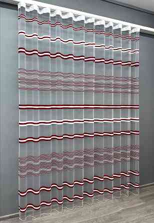 Тюль VR-Textil 1772т Фатин полосы Бордовый с белым 300х270 см (42-0768) Киев