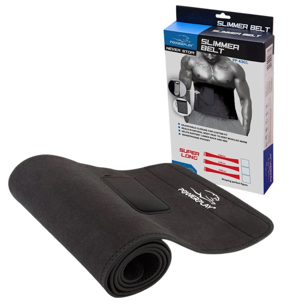 Пояс для схуднення PowerPlay 4301 (100*30 см) + кишеня для смартфона Чорний Луцк - изображение 1