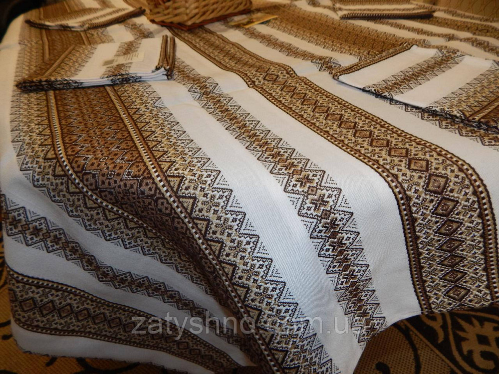 Кавова скатертина з серветками вишита на бавовні Київ - фото 7