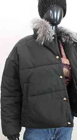 Демисезонная женская куртка з меховым воротним Черный 42 Харьков