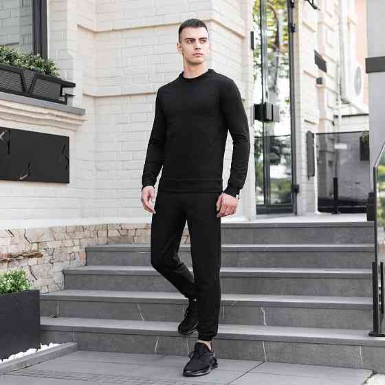 Світшот чоловічий однотонний чорний Pobedov 001 Київ