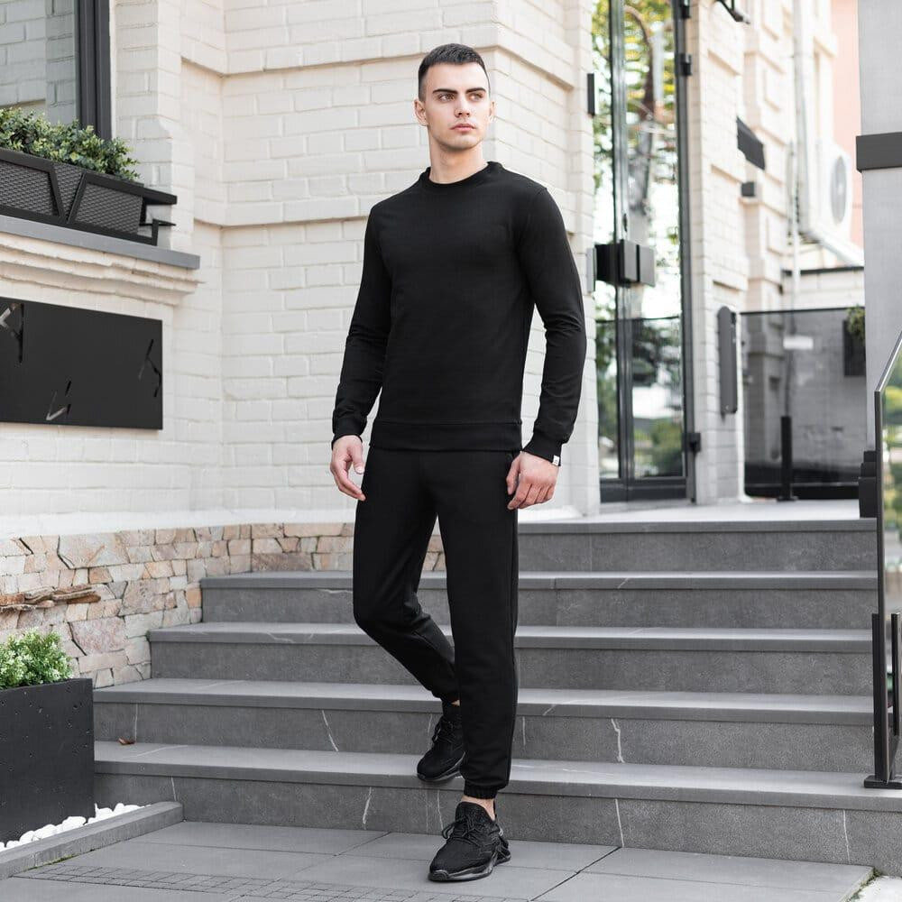 Світшот чоловічий однотонний чорний Pobedov 001 Київ - фото 3