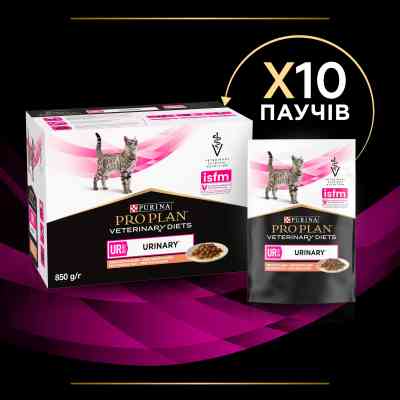 Вологий корм для кішок Purina Pro Plan Veterinary Diets UR ST/OX Urinary З лососем 10 x 85 г (8445290093851) Вінниця