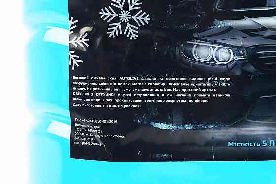 Рідина для очищення скла -20°С (в бачок омивача), синя 5L Бершадь