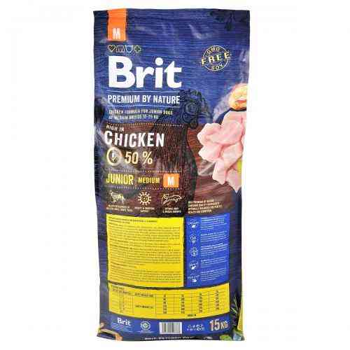 Сухий корм Brit Premium Dog Junior M для цуценят та юніорів середніх порід, з куркою, 15 кг Київ
