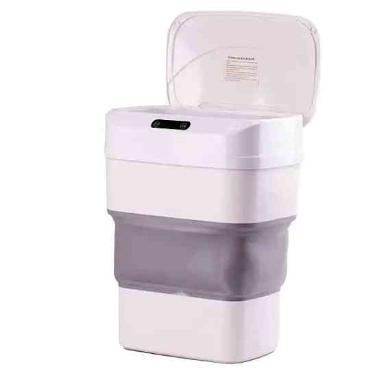 Складне сміттєве відро з сенсорною кришкою 8-17,5 л сіре Київ