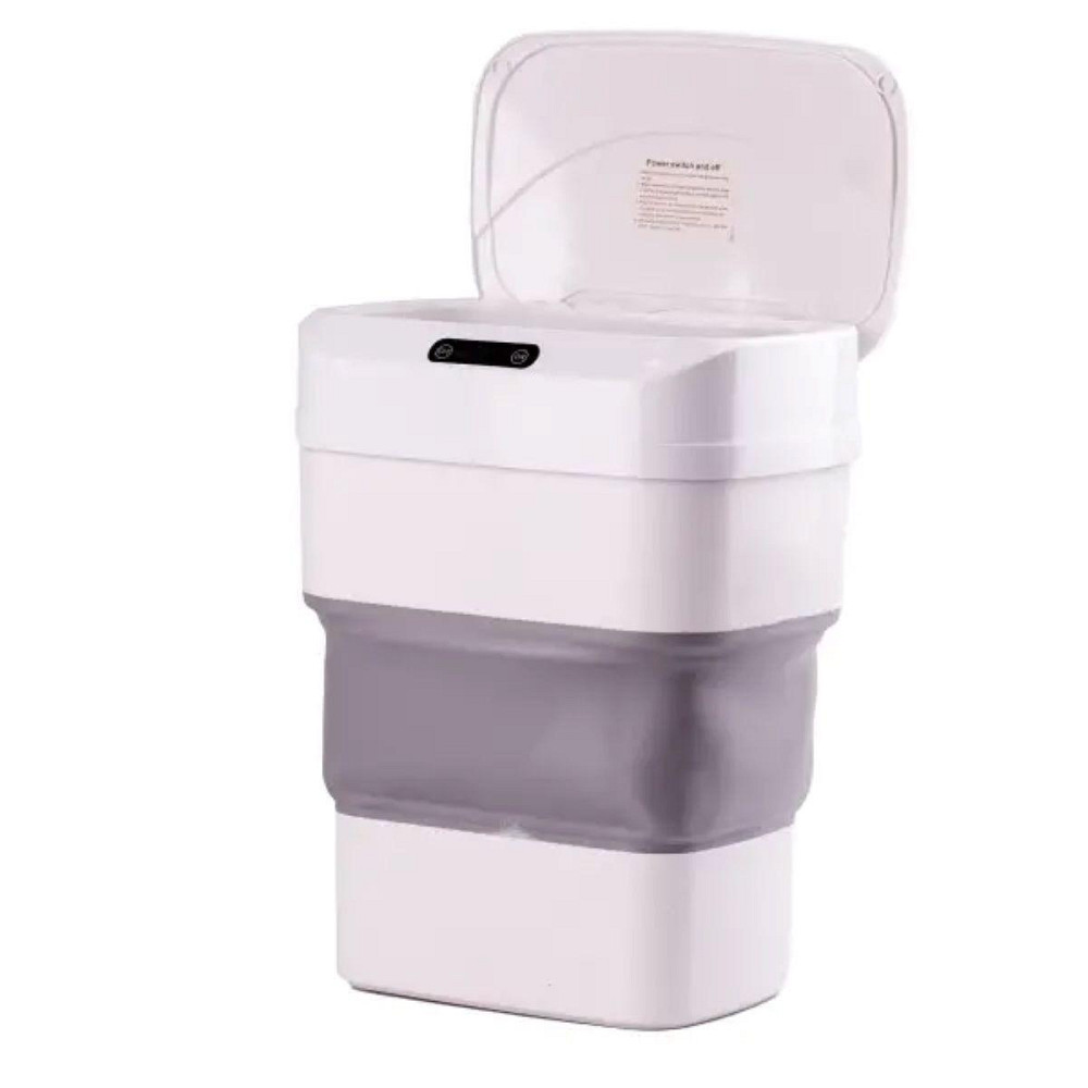 Складне сміттєве відро з сенсорною кришкою 8-17,5 л сіре Київ - фото 4