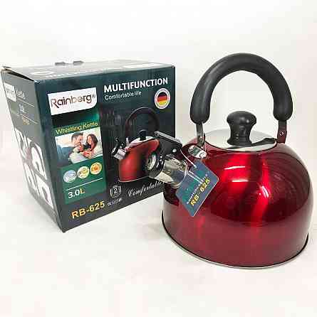 Чайник зі свистком для кип'ятіння Rainberg, Чайник з потовщеним дном і прогумованою ручкою NQ-62 Івано-Франківськ