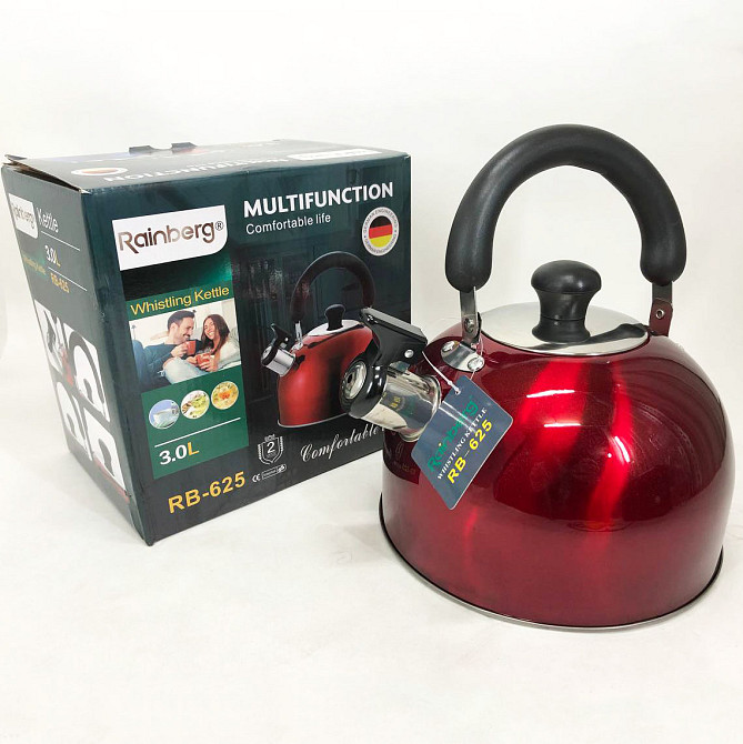 Чайник зі свистком для кип'ятіння Rainberg, Чайник з потовщеним дном і прогумованою ручкою NQ-62 Івано-Франківськ - фото 5