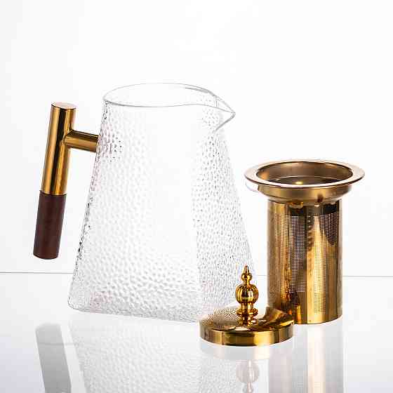 Чайник для заварювання скляний для чаю 1 л з металевою ручкою прозорий HP-34-36 Коломия