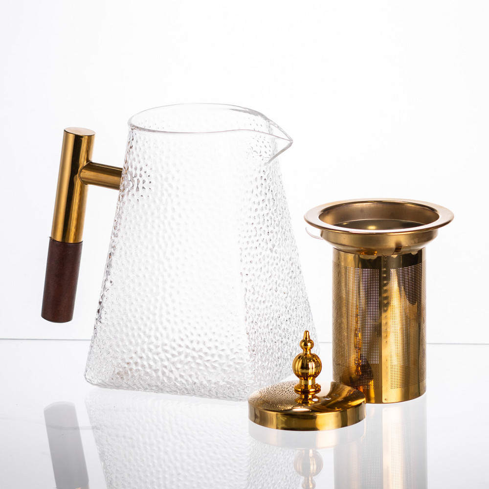 Чайник для заварювання скляний для чаю 1 л з металевою ручкою прозорий HP-34-36 Коломия - фото 6