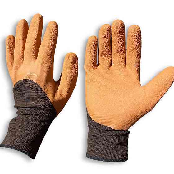 Рукавички робочі А600 коричневі з пінним латексним обливом для саду, городу та будівництва Харків