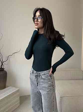 Жіночий утеплений базовий лонгслів турецька віскоза з начосом. Зелений, 46/48 Одеса