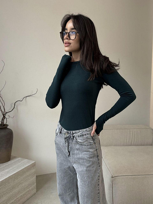 Жіночий утеплений базовий лонгслів турецька віскоза з начосом. Зелений, 46/48 Одеса - фото 6