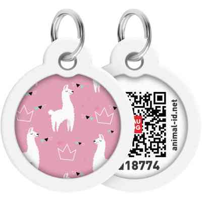Адресник для тварин WAUDOG Smart ID з QR паспортом "Лами", круг 30 мм (230-0217) Вінниця