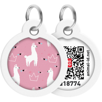 Адресник для тварин WAUDOG Smart ID з QR паспортом "Лами", круг 30 мм (230-0217) Вінниця - фото 1