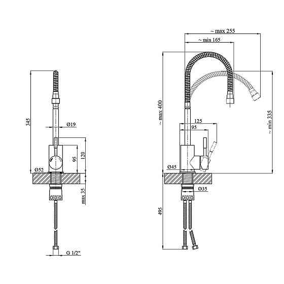 Змішувач для кухні з гнучким виливом Kroner KRP Edelstahl Klassisch - ESG035-1 сатин Київ