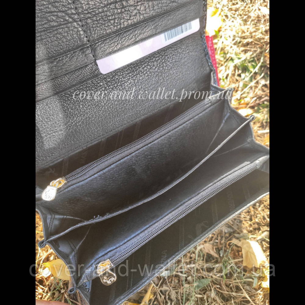Красивый черный лаковый женский кошелёк из натуральной кожи Helen Verde Киев - изображение 5