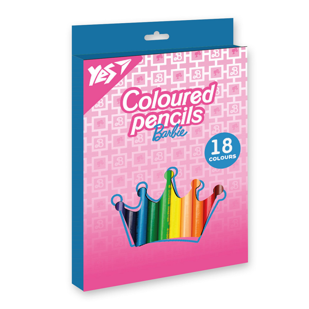 Олівці кольорові 18 кол. "Yes" Barbie тригранні, 290735, шт Київ - фото 1