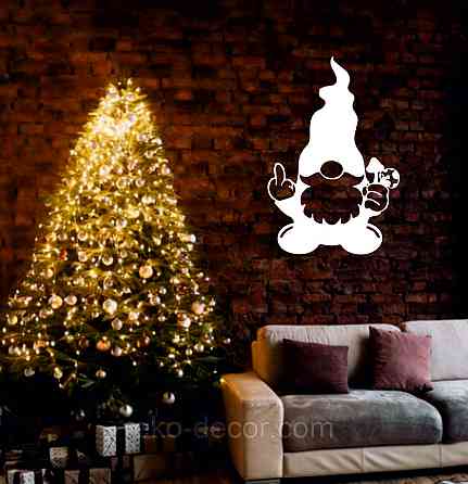 Декоративное настенное Панно «Гном», Декор на стену 50*33 см, Белый Киев