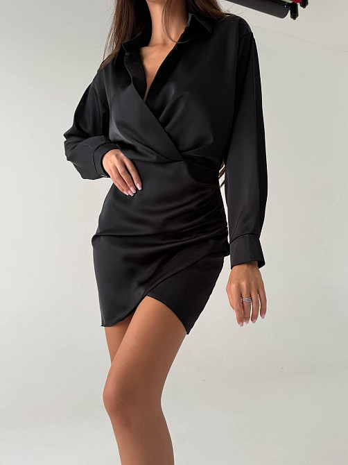 Женское привлекательное элегантное короткое платье double Шелк Армани Черный, 44/46 Одесса - изображение 6