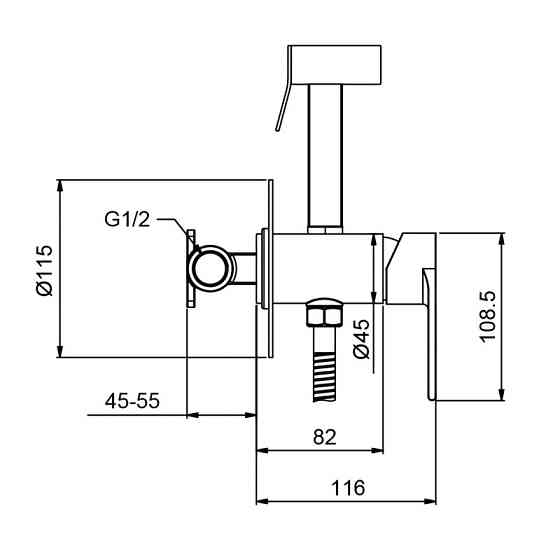 Змішувач для гігієнічного душу Koer KI-22015-02 з нерж. сталі SUS304 (Колір нерж) (KR5544) Київ