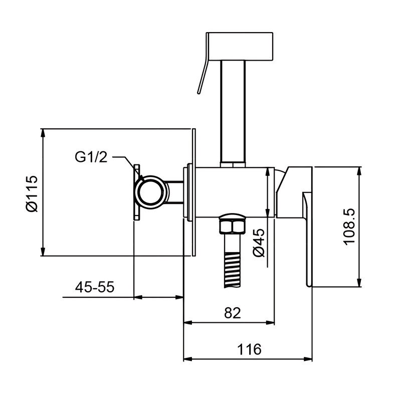 Змішувач для гігієнічного душу Koer KI-22015-02 з нерж. сталі SUS304 (Колір нерж) (KR5544) Київ - фото 2