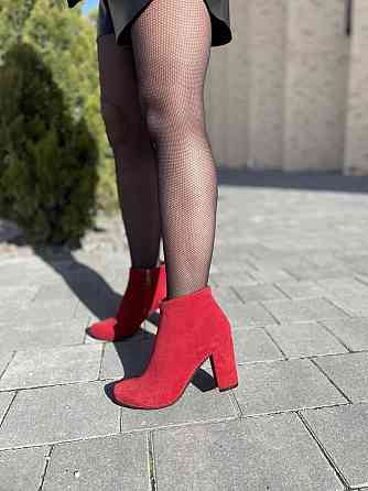 Nivelle Черевики жіночі NIVELLE червоні натуральна замша каблук 9см висота 10см 37р (5341) Коломия